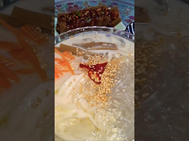 션하고고소한#콩국물묵말이#호록#같이먹어요#후딱#요리##It's delicious if you grind beans and sesame seeds and make jelly.