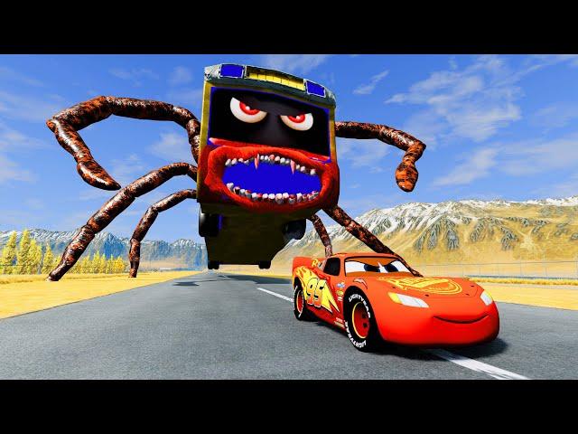 Epic Escape From The Bus Eater (SCP-2086) | Lightning McQueen VS Bus Eater | BeamNG.Drive #100