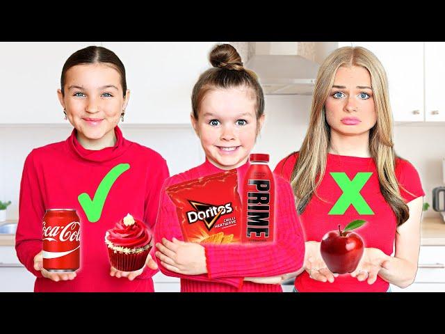 Eating Only ONE COLOR Food for 24 HOURS! (RED) | Family Fizz