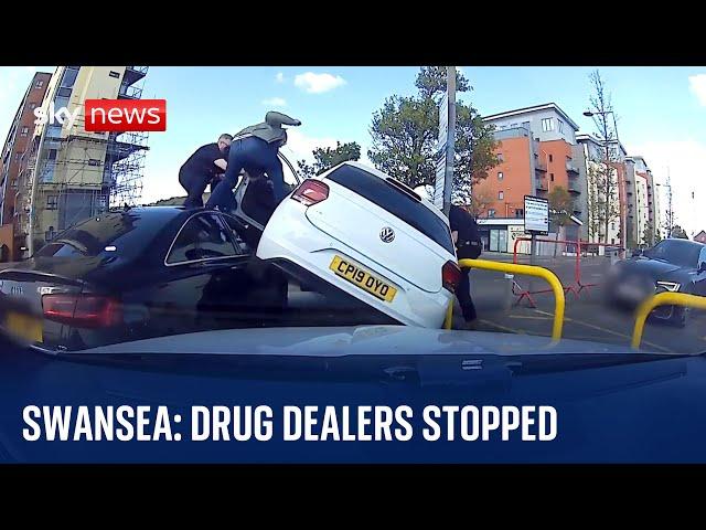 Wales: Car upended as Swansea drug dealers fail to escape police