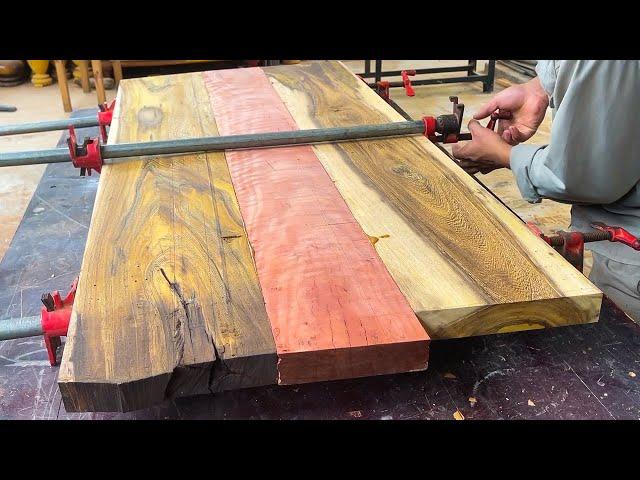 Carry Out Woodworking to Make a Table in Detail with Combination Red Wood