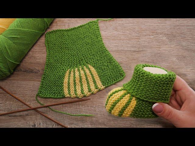 Самые легкие пинетки на двух спицах  Etsy Two needle booties