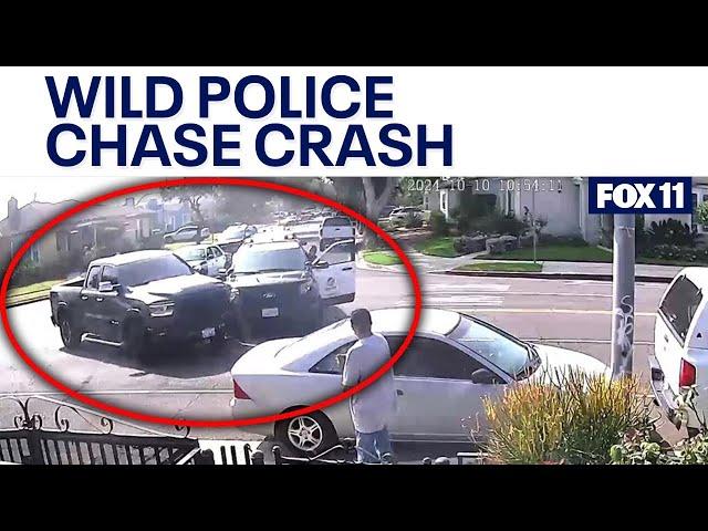 Police chase suspect rams cruiser, parked car