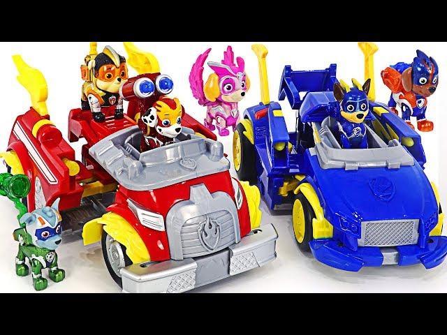 Paw Patrol Mighty Pups Super Paw Powered Up Cruiser and Fire Truck! | DuDuPopTOY