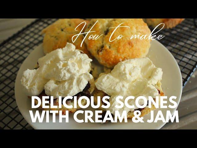 Delicious Fruit Scones | Fresh Whipped Cream And Boysenberry Jam |