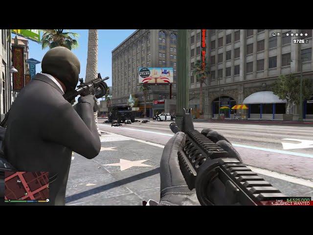 GTA 5 - First Person Bank Heist + Six Star Escape