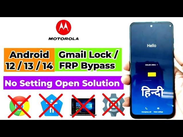 Moto Android 12 / 13 / 14 Google Lock Bypass without PC | Moto FRP Bypass kaise kare ( Hindi )