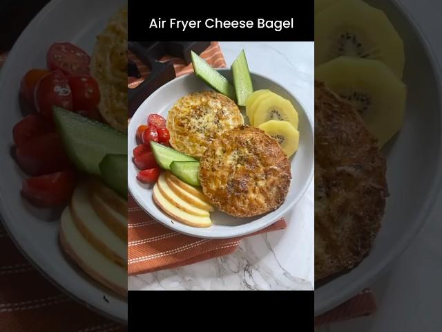 Air Fryer Cheesy Bagel  #breakfast #brunch #bagel #Air fryer