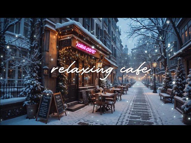 Cozy Winter Cafe Ambience with Relaxing Piano Jazz Music  Warm Jazz Music & Snowfall for Relax