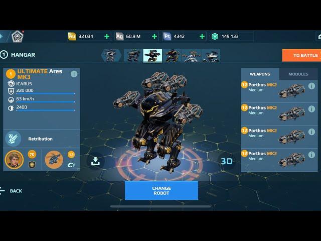 Ultimate Ares Porthos War Robots Gameplay