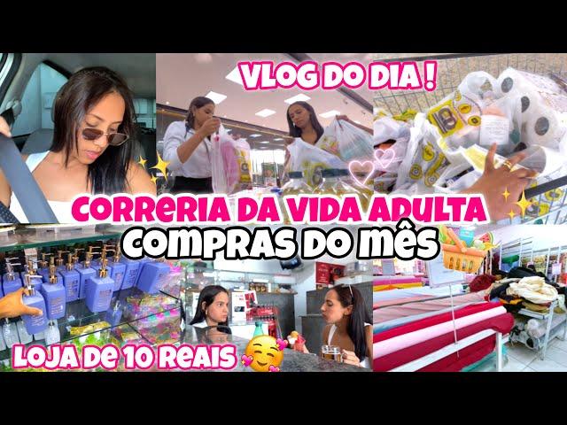 VLOGÃO | DIA DE MUITA CORRERIA | COMPRAS DO MÊS + ORGANIZAÇÃO | TOUR PELA LOJINHA DE 10 REAIS  