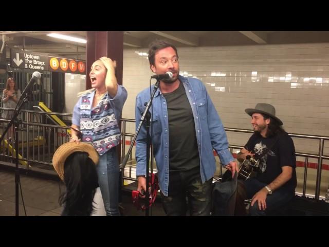 Miley Cyrus and Jimmy Fallon Surprise NYC Subway Performance 06/13/17