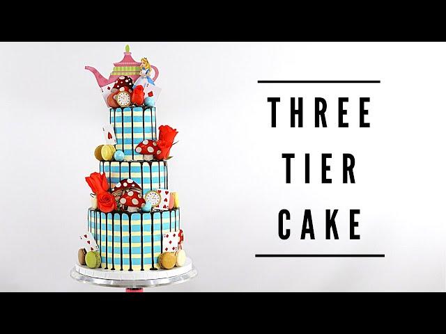 HOW TO STACK A THREE TIERED CAKE ft ALICE IN WONDERLAND DISNEY CAKE │ CAKE DOWELLING │ CAKES BY MK
