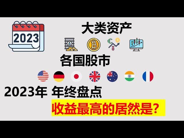 2023年终盘点 全球各国股市 大类资产 | 比特币 | 纳斯达克 | 标普500 | 道琼斯 | 日经 | 恒生 | 黄金 | 石油 | 年终大排名