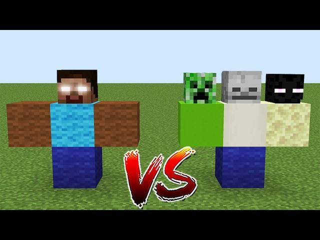 Herobrine VS All Zombies And Skeletons And Creepers And Endermans Golems Battle Minecraft