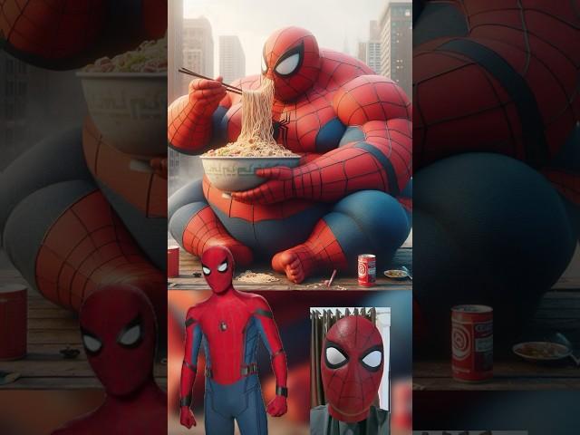 fat superheroes eating noodles at a stall Marvel & DC-All Characters #marvel #avengers #shorts