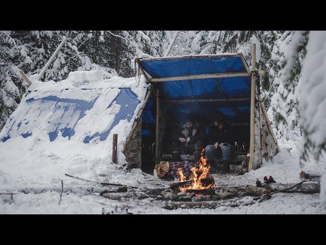 Building the Shed's Bench in Snow - Building a Long-term Camp | Entry: 008 - Camp Firlend