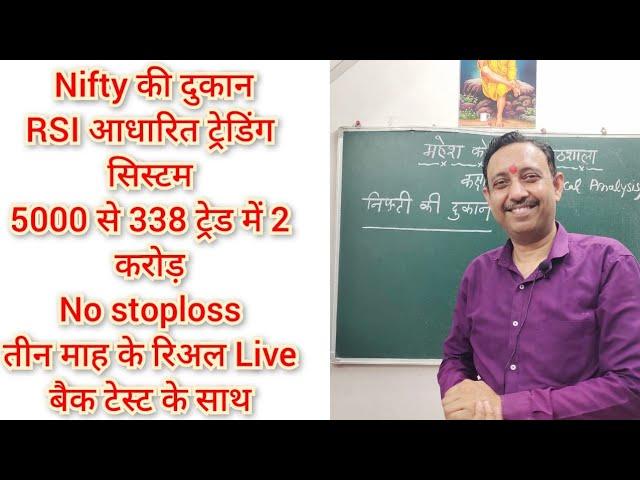 5000 से प्रारंभ करके 338 ट्रेड में 2 करोड़ बनानें वाली निफ्टी की दुकान RSI आधारित विधि Nifty Ki Dukan