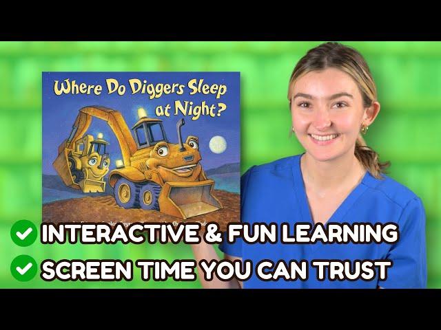 Speech Therapist Reads "Where Do Diggers Sleep At Night?" | Get Toddlers Talking! | Read Aloud