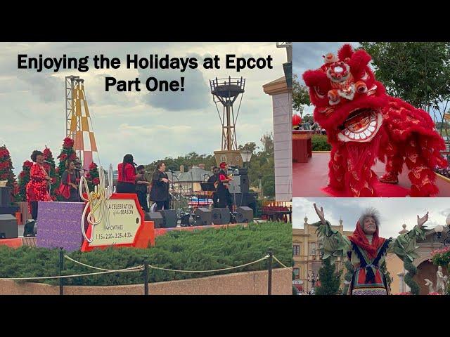 Enjoying the Holiday Offerings at Epcot Part 1! Holiday treats, storytellers, entertainment & more!