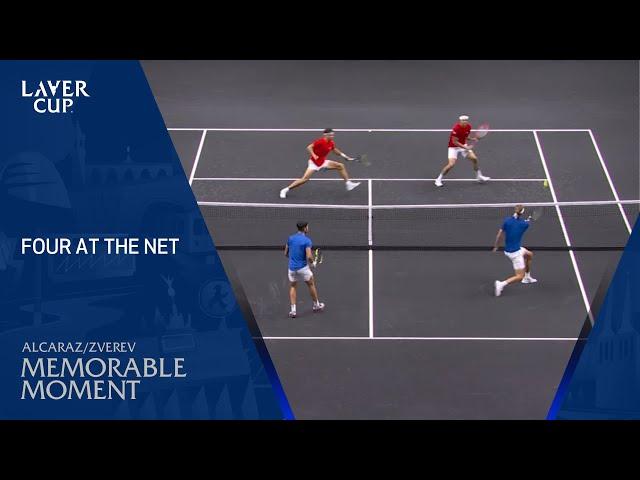 Alcaraz, Zverev, Shelton & Fritz at the Net | Laver Cup 2024