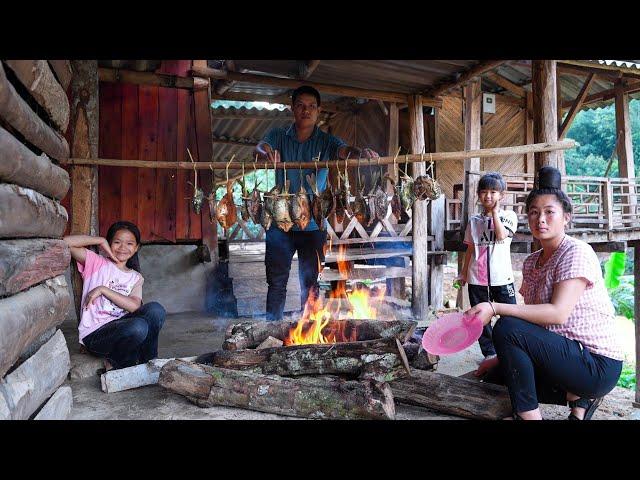 Process of Fishing and Processing Smoked Carp, Heavy Rain on the Farm | Family Farm