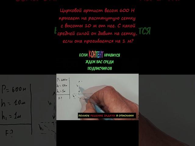 С какой средней силой артист давит на сетку, если она прогибается на 1 м?