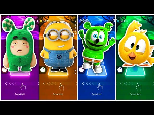 Oddbods Zee  Minions  Gummy Bear  Where's Chicky.  Tiles Hop Edm Rush!