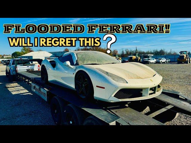 Buying A Hurricane FLOODED Super Car At AUCTION! Ferrari 488 Rebuild!