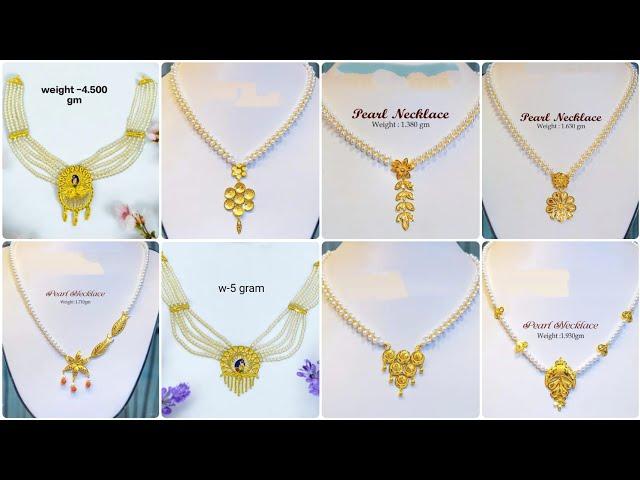 Gold Pearl Necklace Designs With Price //Gold Pearl Jewellery Design||