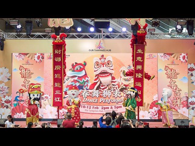 2 Lions Dance on Pole at Our Tampines Hub