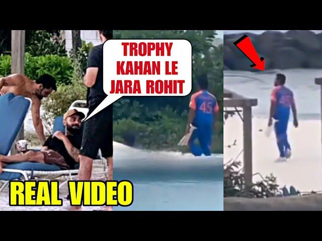 Virat Kohli's amazing reaction when Rohit Sharma alone took the trophy and went to the beach |