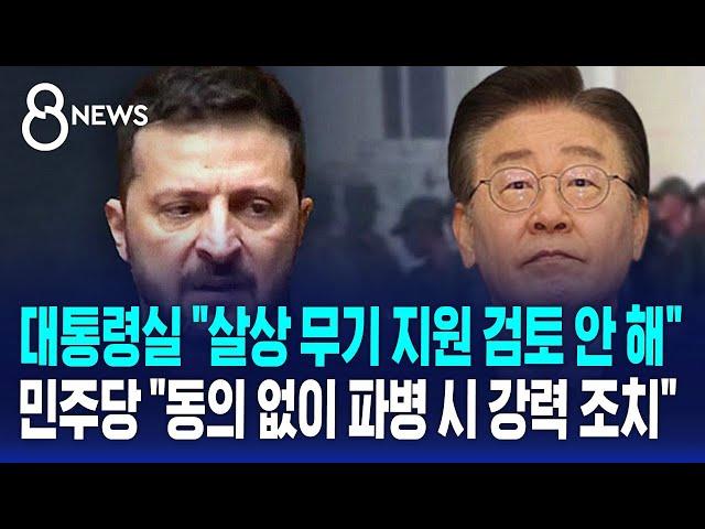 대통령실 "살상 무기 지원 검토 안 해"…민주당 "동의 없이 파병 시 강력 조치" / SBS 8뉴스