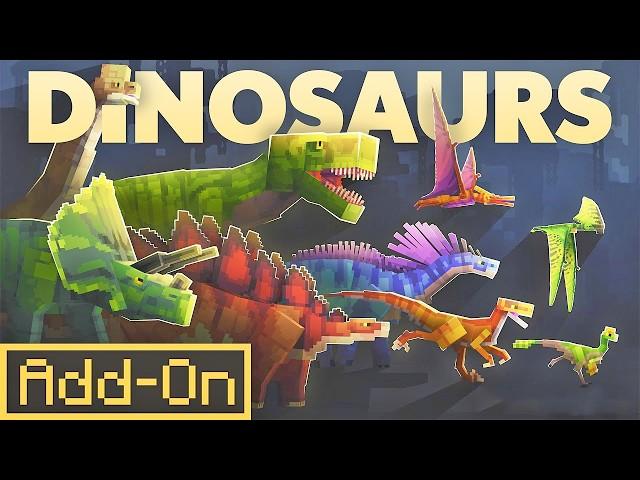 RIDEABLE, TAMEABLE DINOSAURS ADDON 75+ Dinos Minecraft Bedrock Survival