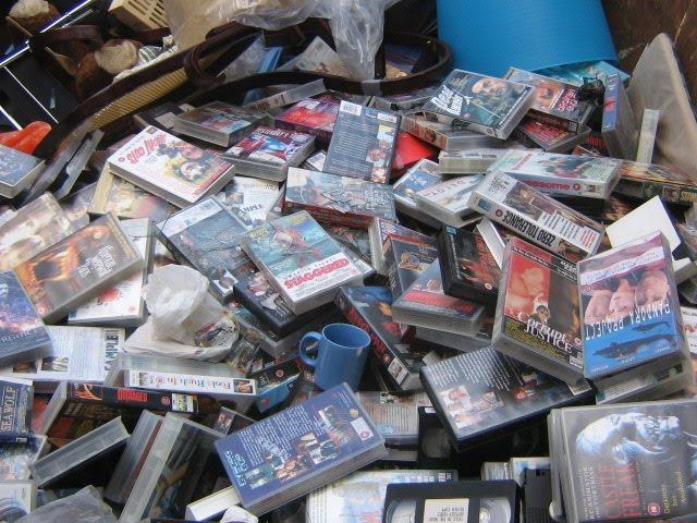 VHS Videos in a SKIP !!! must see for all collectors !!! TREASURE TROVE !!