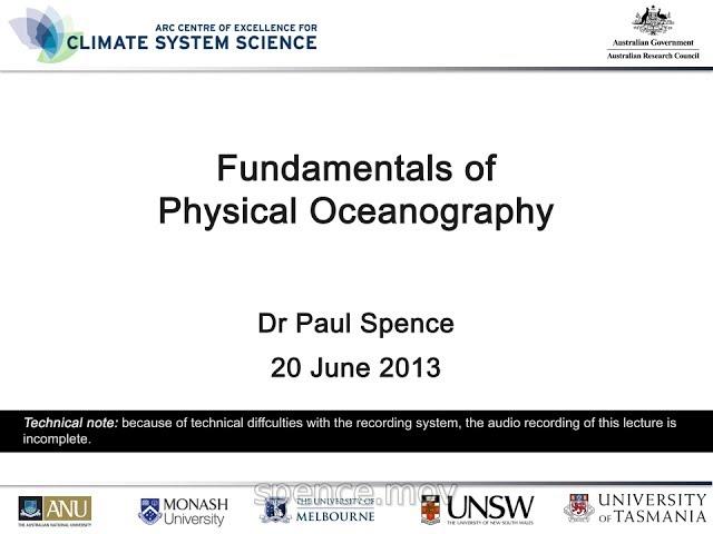 Fundamentals of Physical Oceanography (Dr Paul Spence)