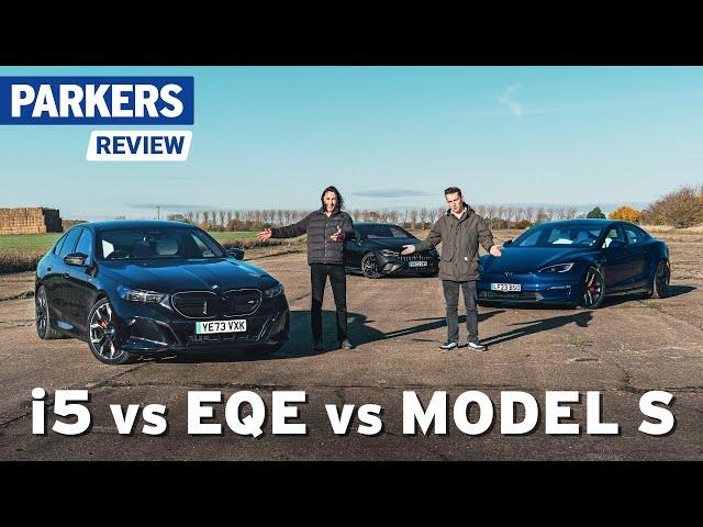 Tesla Model S vs BMW i5 vs Mercedes-AMG EQE Review | Which premium electric saloon car is best?