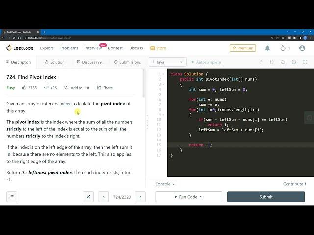 Leet Code Array 724. Find Pivot Index | Array | DSA Sheet | Cyber Ocean Academy