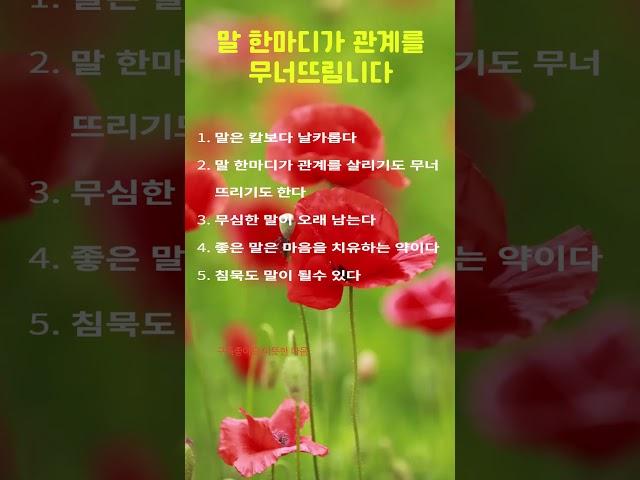 말한마디가 관계를 무너뜨린다 #삶의지혜#명언 #말한마디