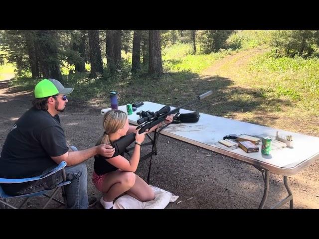 Saylor shooting the Benelli 30-06 with thunder chicken suppressor