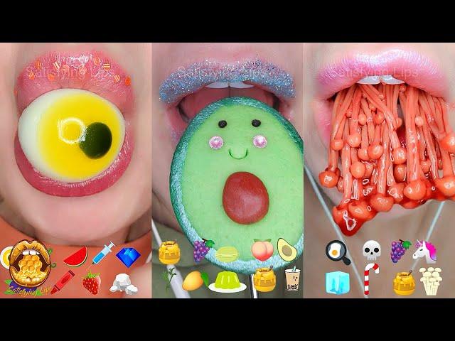 14 Minutes For Sleep Relax Study ASMR Satisfying Eating Emoji Food Compilation Mukbang