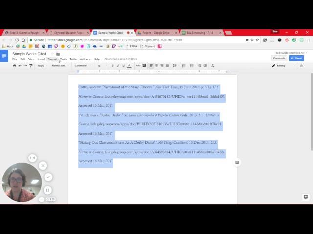 Formatting Your Works Cited Page in Google Docs