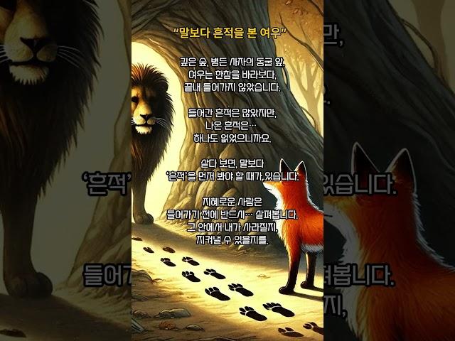 들어간 흔적은 많은데, 나온 흔적은 없다｜사자의 동굴 앞에 선 여우  #50대 #명언 #삶의지혜
