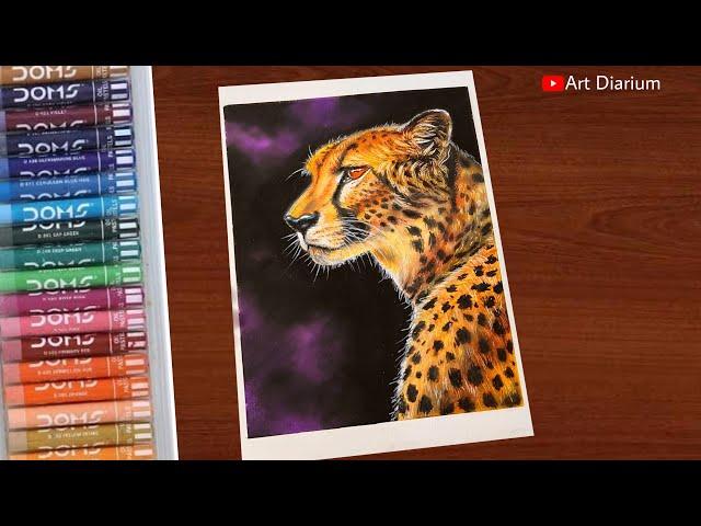 How to Draw a Cheetah with Oil Pastel | Step-by-Step Tutorial