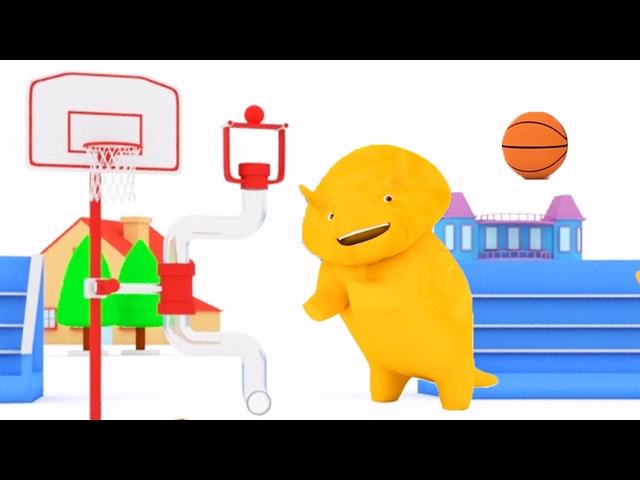 Learn colors playing Basket-ball with Dino the Dinosaur  Educational cartoon for children