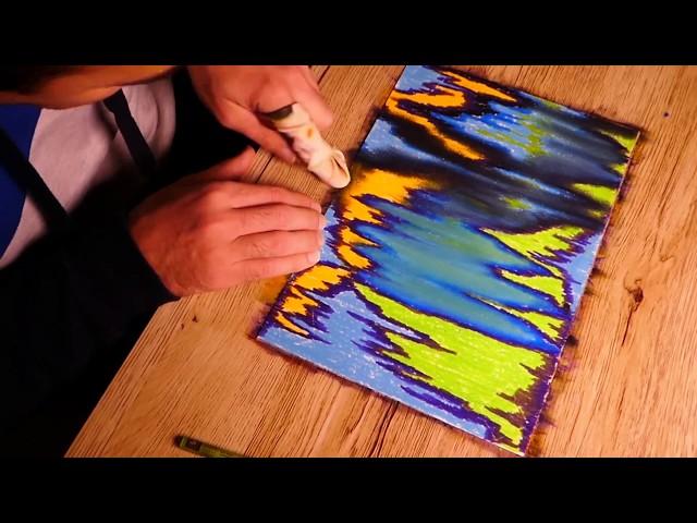 Abstract Painting Art Demonstration in Pastel With Blending Technique