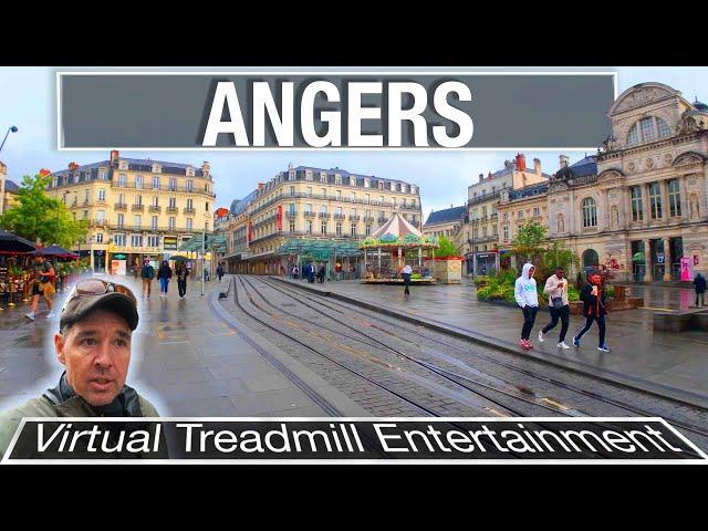 Exploring Rainy Angers, France in a Virtual Walking Tour - City Walks 4k for Treadmill