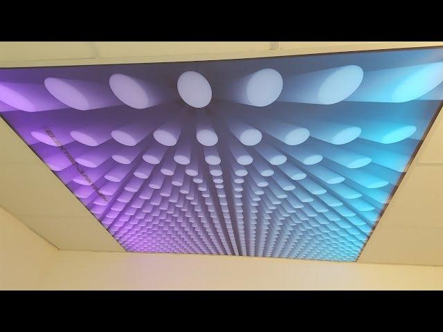 how to 3D Effect stretch #Ceiling Suspended drop roof techo de iluminación LED бесконечности