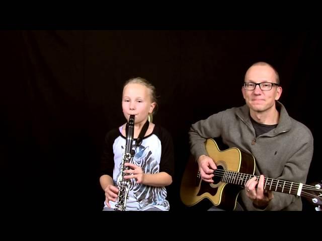 Oh Susannah - child plays clarinet with dad on guitar