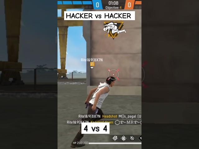 HACKER vs HACKER  Free Fire short video  1 vs 4 gameplay  2024 ka new